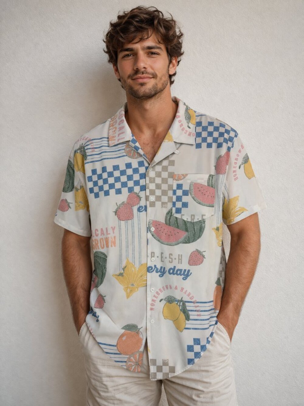 Vintage Summer Camp Shirt Short Sleeve Button Down Picnic Retro Size XXL